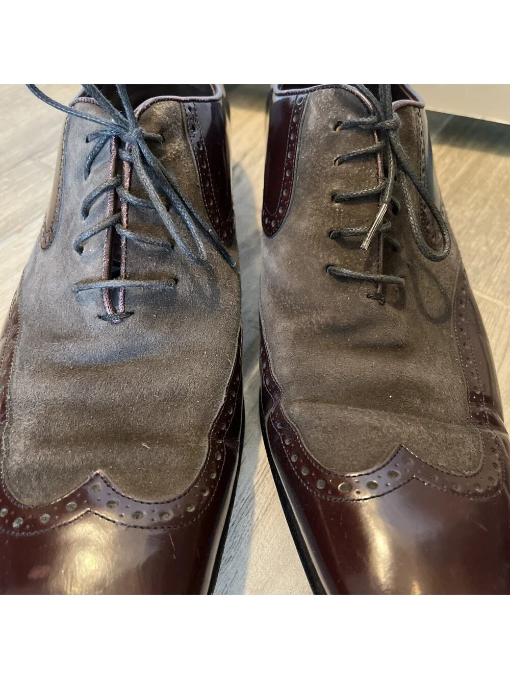 MEZLAN 1968 MENS DRESS OXFORDS LEATHER SUEDE SIZE 10.5M MADE IN SPAIN OXBLOOD